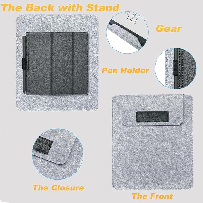 ACdream Sleeve Compatible with Kindle Scribe/Scribe Colorsoft 11 2025 Release with Stand Protective Pouch Bag Case Cover Dual Pockets and Pen Holder Scratch-Resistant Soft Fluffy Lining Black