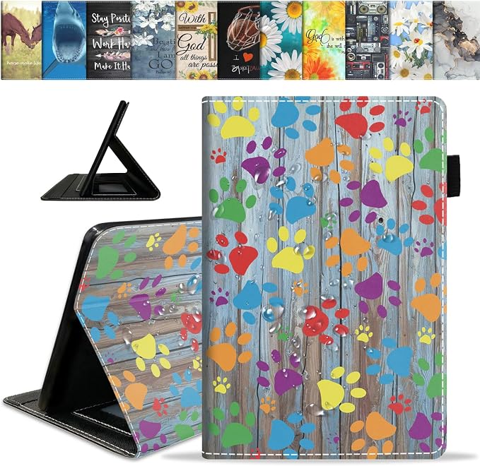Rustic Wooden Board Colorful Paw Print