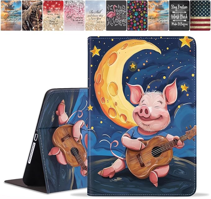 Watercolor Art Pig Playing Guitar