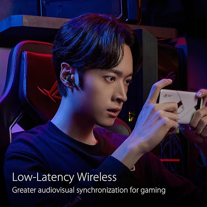 ASUS ROG Cetra True Wireless Gaming Earbuds – Bluetooth Low-Latency ANC Noise Cancelling Touch Control IPX4 Water Resistant 27Hr Battery Wireless Charging for PC Mobile Switch Ally/X - Black