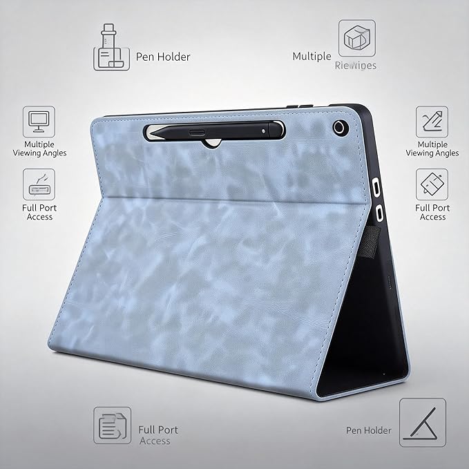 Professional Multi-Angle Tablet Case for Microsoft Surface Pro 12 2025 | PU Leather &amp Hard Shell Protective (Sapphire 12 Pro)