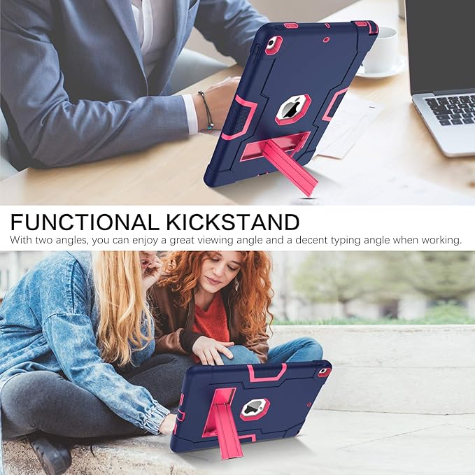 BENTOBEN for iPad Air 3 2019 Case iPad Pro 10.5 2017 Case 3 Layers Heavy Duty Rugged Shockproof Kickstand Protective Tablet Cases for iPad Air 3rd Gen/iPad Pro 10.5 2017 Navy Blue/Rose Red