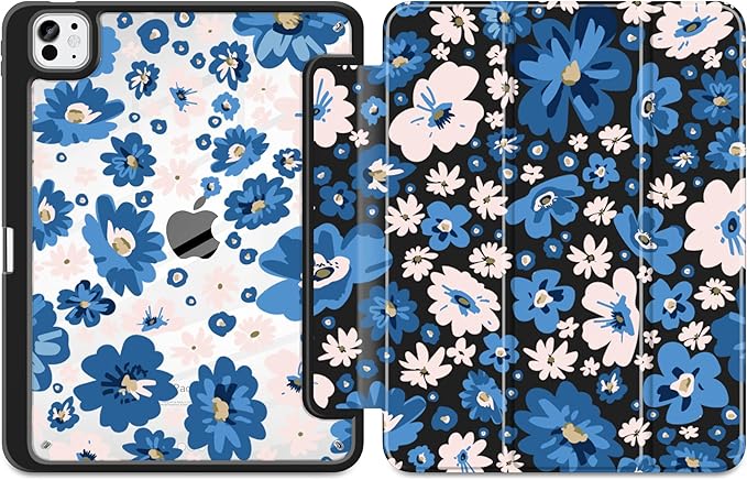 MecBevia Case for iPad Pro 11 inch M5 2025 / M4 2024 (6th/5th Gen) A3357 A3358 A3359 A2836 A2837 A3006 – Built-in Pencil Holder &amp Auto Wake/Sleep Summer Meadow