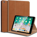 for Ipad Case 10.2-inch 9th/8th/7th Gen 2021/2020/2019 Genuine Leather Cover Protective ShellAuto Wake/Sleep.Yellow Brown