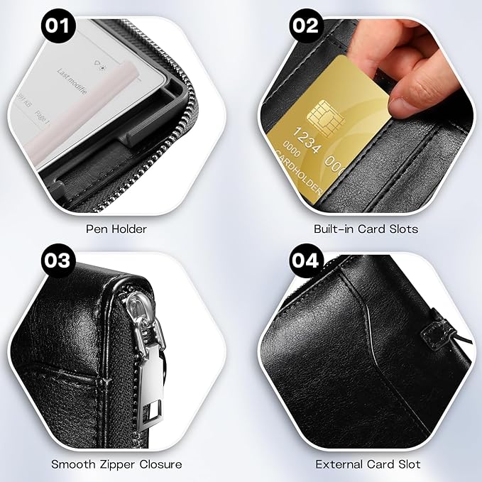 E NET-CASE Case for Remarkable 2 Tablet 10.3 inch (2020 Released) - Business Handheld Design Upgraded PU Leather Cover for Remarkable 2 Digital Paper with Zipper &amp Pen Holder (Black)