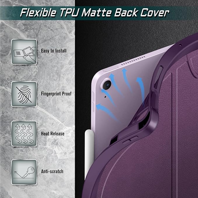 Fintie Magnetic Stand Case for iPad Air 13-inch M4/M3/M2 (2026/2025/2024) - Multiple Angles Shockproof Rugged Soft TPU Cover with Pencil Holder Auto Sleep/Wake Purple