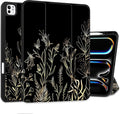 DONGKE Case for iPad Pro 13 inch (M5 2025 / M4 2024) – [Built-in Pencil Holder] Ultra Slim PU Leather Trifold Stand Cover with Soft TPU Back Auto Wake/Sleep - Floral Blooming