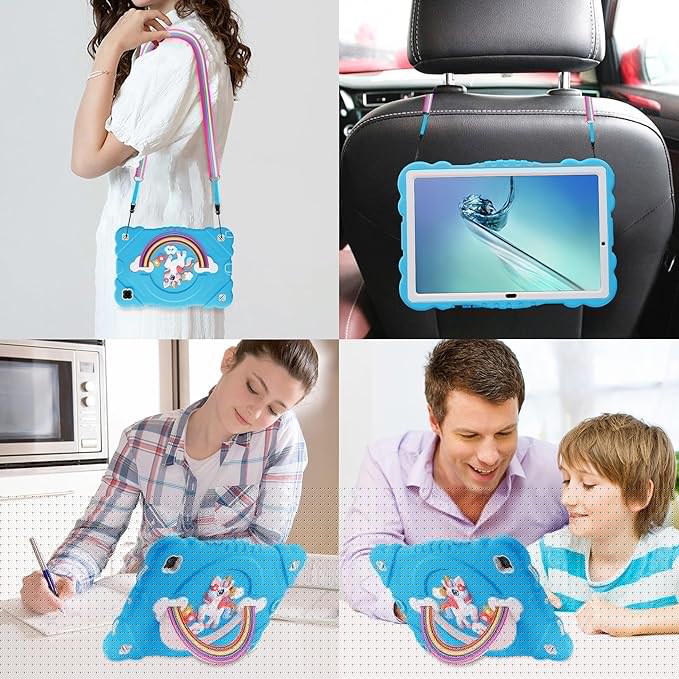 XZC Case for Samsung Galaxy Tab A8 10.5 inch (SM-X205N/X200N/X207) 2021/2022 Unicorn Heavy Duty Shockproof Protective Cover with Adjustable Shoulder Strap (Light Blue)