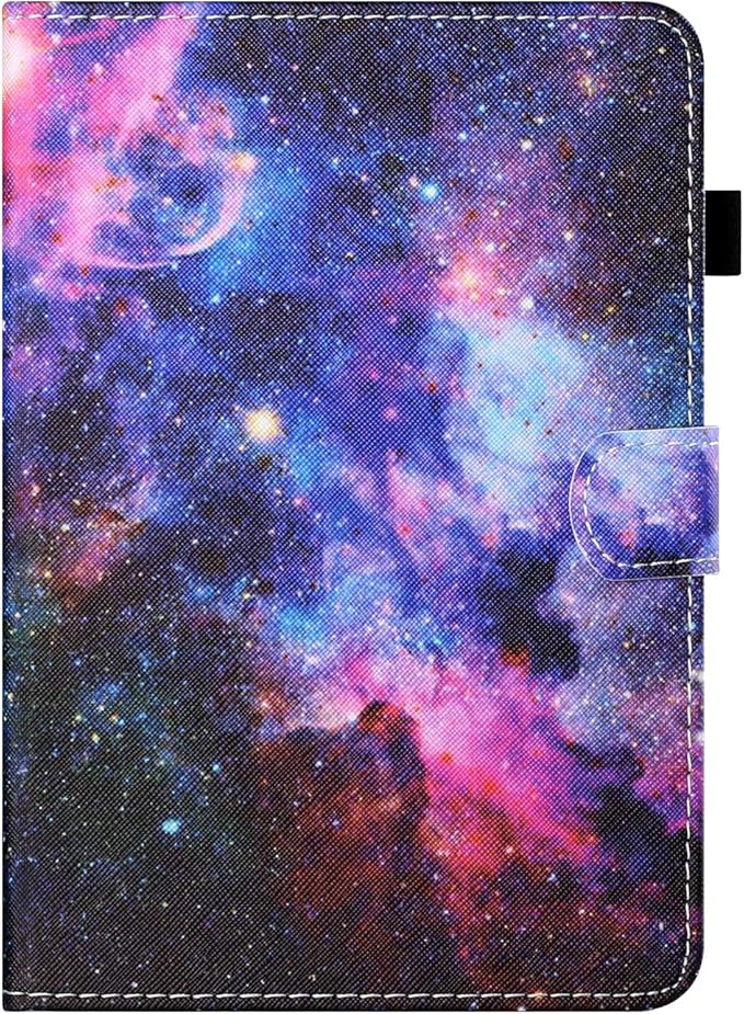 7 Kindle Fire 7 Tablet Case 9th/7th/5th Generation (2019/2017/2015 Release) with Stand Pencil Holder [Auto Wake/Sleep] Slim Smart Magnetic Folio PU Leather &amp TPU Back Cover Rainbow Galaxy