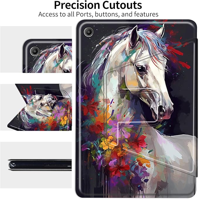 Flowers and white horses