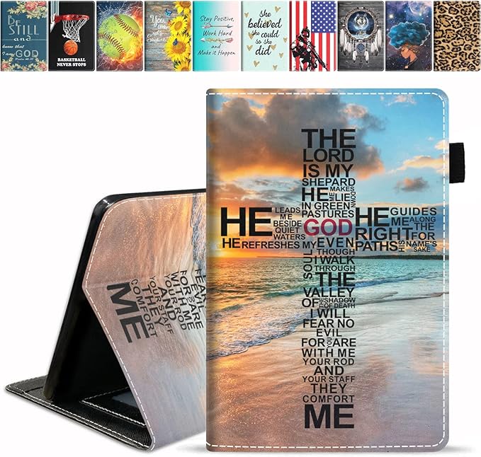 Case for All-New Kindle Fire HD 8/Fire HD 8 Plus Tablet (12th/10th Generation 2022/2020 Release) - PU Leather Stand Flip Cover with Card Slot &amp Pencil Holder God Jesus Christian Cross