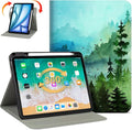 Lokigo Rotating Case for iPad Air 11“ M4/M3/M2 (2026/2025/2024) iPad Air 5th/4th Gen (2022/2020) 10.9” iPad Pro 11“ (4th/3rd/2nd/1st) 360 Degree Stand Cover with Pencil Holder Green Forest