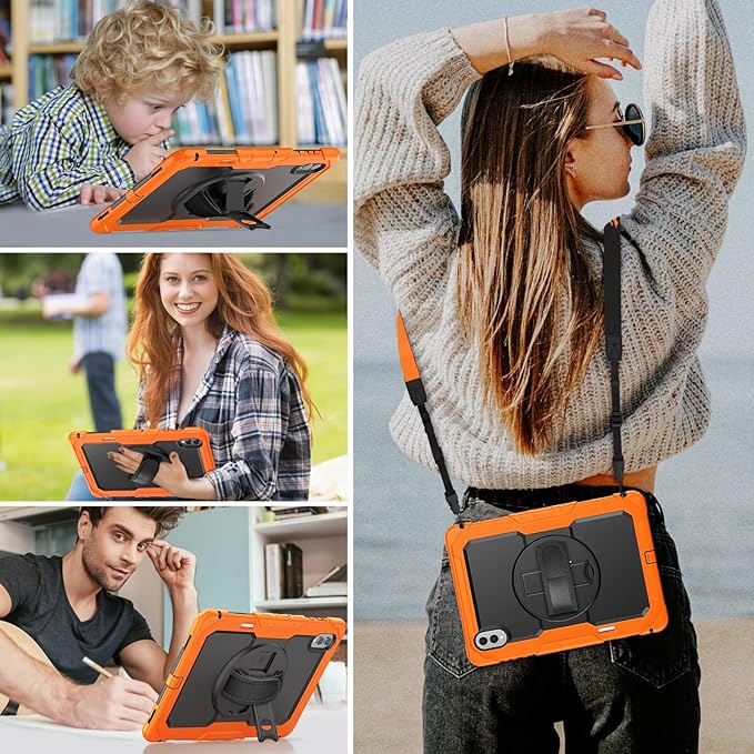 HXCASEAC Case for Samsung Galaxy Tab S11 Ultra 14.6 Inch 2025 Heavy Duty Shockproof with Screen Protector/Hand Strap/S Pen Holder for Samsung Galaxy S11 Ultra Tablet Case SM-X930 SM-X936B Orange