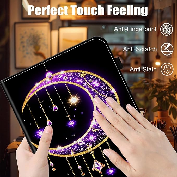 Case for iPad 9th Generation/iPad 8/iPad 7 iPad 10.2 2021 2020 2019/iPad Air 10.5/iPad Pro 10.5Card Slot PU Leather TPU Case Pen Holder Auto Wake SleepMoon Stars