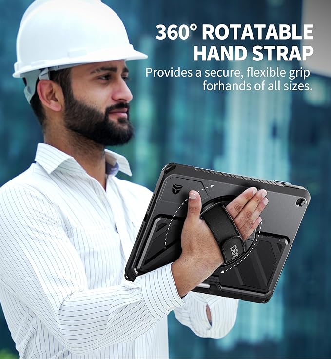 Dexnor Case for iPad 9th/8th/7th Generation 10.2 inch Rugged Protective Case with 360° Rotating Hand Strap &amp Large Stand &amp Screen Protector &amp Pencil Holder Shockproof Full-Body Bumper Cov