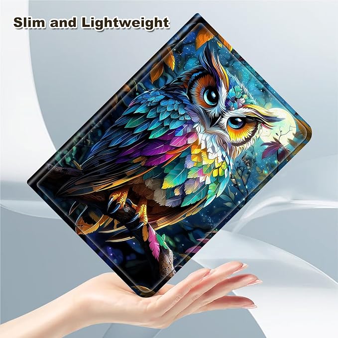 Case for Amazon Fire HD 10 and 10 Plus Tablet (13th/11th Gen 2023/2021 Release) Multi-Angle Viewing Leather Smart Stand Back Cover with Auto Sleep Wake Owl