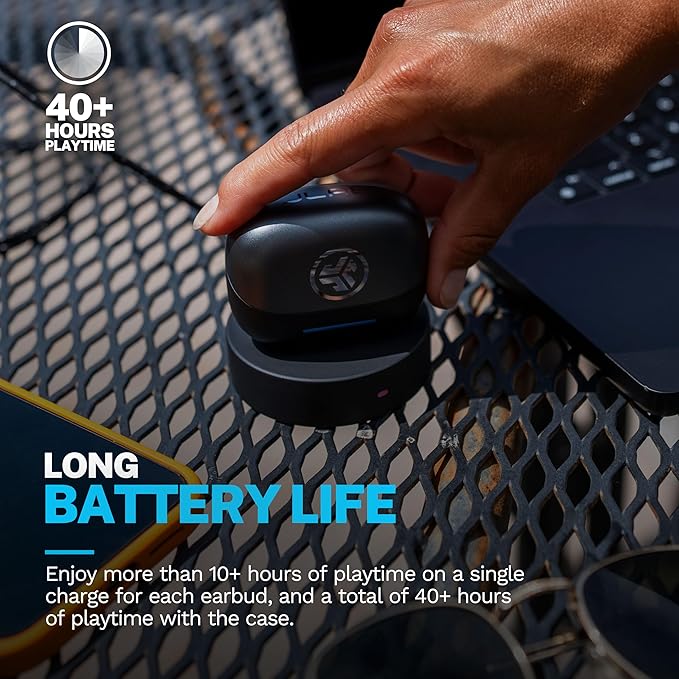 JLab Epic Pods ANC True Wireless Bluetooth Earbuds Hybrid Dual Driver System Knowles Balanced Armature Adaptive Noise Canceling 56+ Hours Playtime Custom Sound via App Wireless Charging Black
