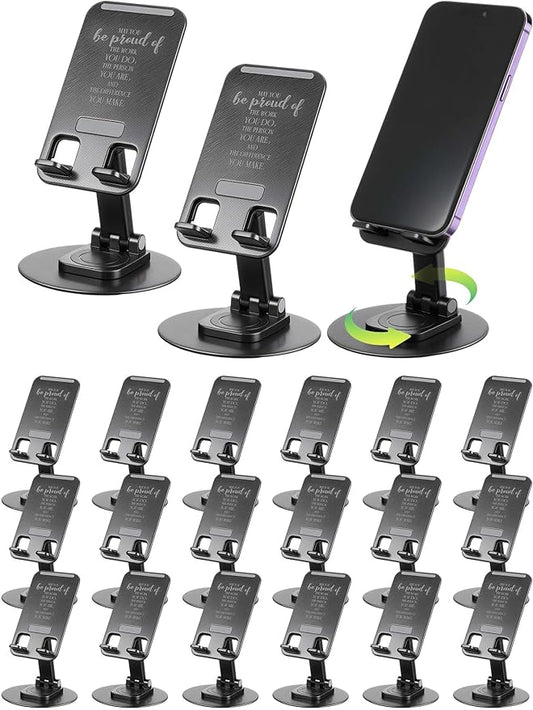 20 Pcs Employee Appreciation Gifts Bulk 360 Rotating Phone Stand for Desk Cell Phone Holder with Inspiring Quote Thank You Gift for Worker Teachers Nurses (Work Pride)