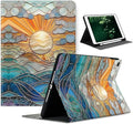 Compatible with iPad Air 13 inch Case (M3 2025 /M2 2024)/12.9 inch Case (6th/5th/4th/3rd 2022/2021/2020/2018) with Pencil HolderAuto Wake/Sleep Protect CoverStained Glass Sun Pattern Design