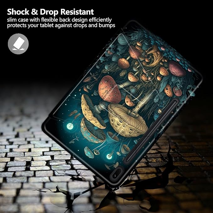 Case for Samsung Galaxy Tab S10 Ultra (2024 Release) / S9 Ultra (2023 Release) 14.6 Mushroom Jellyfish Theme 360 Degree Rotating Stand Smart Protective Cover for Samsung S10 Ultra Tablet