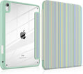 Case for iPad (A16) 11th Generation 11 inch 2025 /iPad 10th Gen 10.9 2022 - Aesthetic Cute Preppy Design Trifold Cover with Soft TPU Bumper Clear Back Auto Sleep/Wake Lines Green
