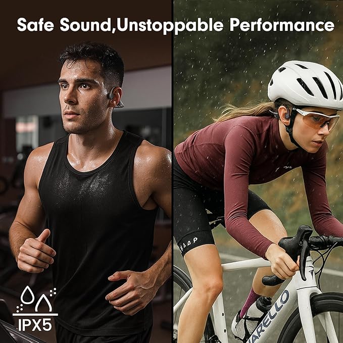 Bone Conduction HeadphonesOpen Ear Headphones Bluetooth 5.4 with Mic10H PlaytimeBone Conduction Earbuds IPX5 WaterproofSports Headphonefor RunningGymHikingCycling