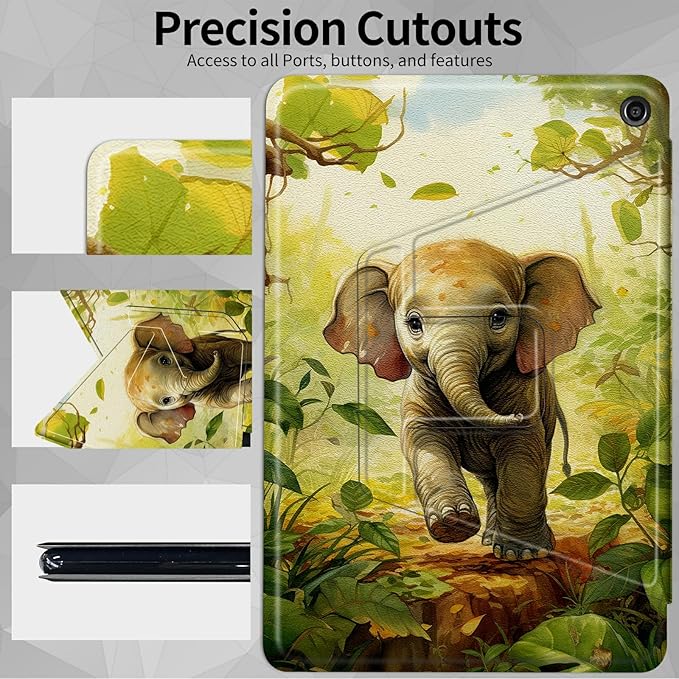 Case for Amazon Fire HD 10 Tablet (5th/7th/9th Generation2015/2017/2019 Release)360 Degree Rotating Swivel Stand Protective Cover for Fire HD 10 TabletBaby Elephant