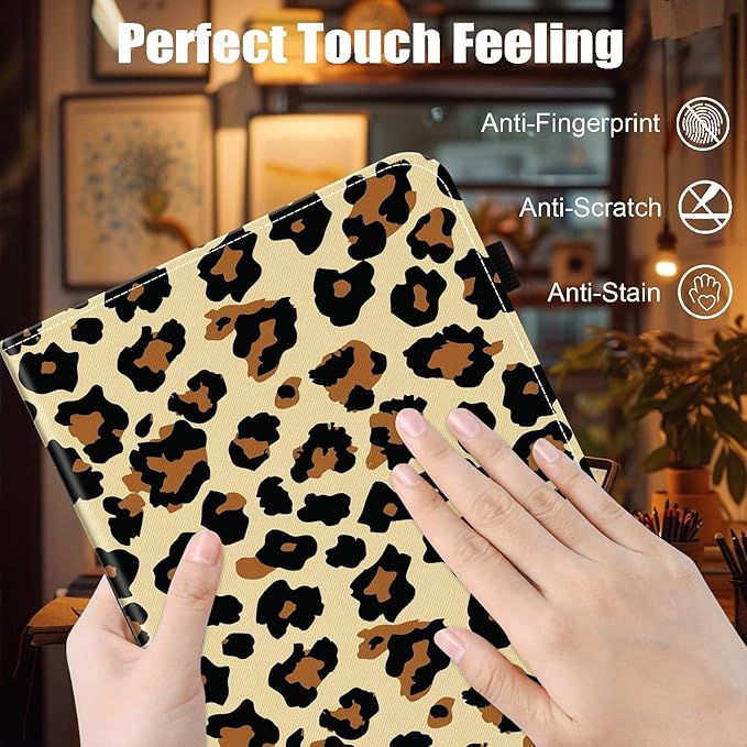 Case for iPad Pro 11 Inch 2024 5th Generation (M4)Card Slot PU Leather TPU Case Pen Holder Auto Wake SleepLeopard Print