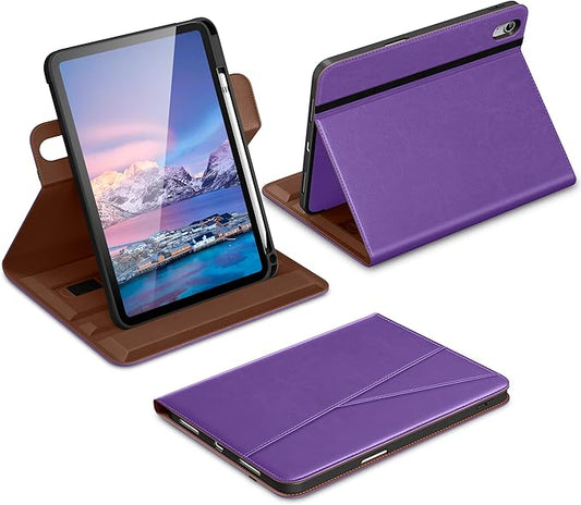 DTTO for iPad A16 Case iPad 11th / 10th Generation Case (2025/2022) 360 Degree Rotating Premium Leather Folio Stand Cover with Pencil Holder Light Purple