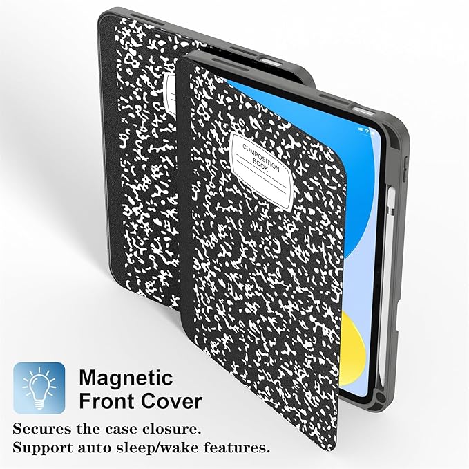 Supveco Case for iPad (A16) 11th Generation 11 inch (2025)iPad 10th Generation 10.9 inch (2022) with Pencil Holder-[Auto Wake/Sleep]Premium Folio Stand Case with Soft TPU Back Cover-New Book