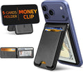 For Magsafe Wallet with Money Clip Strongest Magnetic Wallet for iPhone 17/16/15/14/13/12 Series Adjustable Stand ID Window 5 Card Holder Vegan Leather Not for 13/12 Mini Black Carbon Fiber