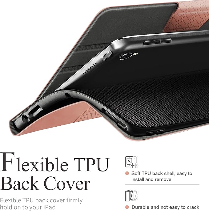 auaua Case for iPad Air 3rd Generation 2019 / iPad Pro 10.5 2017 with Built-in Pencil Holder Auto Sleep/Wake Adjustable Angle Vegan Leather (Pink)
