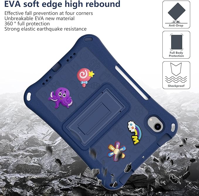 Case for iPad mini 7 (2024) / iPad mini 6 Case (2021) 8.3 inch for Kids Shoulder Strap Kickstand Children Friendly Anti-Scratch Shockproof Bumper Case for iPad mini 6th/7th Lightpurple