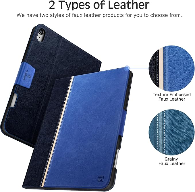 KingBlanc Case for iPad Air 13-inch M4/M3/M2 (2026/2025/2024) with Pencil Holder Vegan Leather Cover Auto Wake/Sleep Multi-Angle Stand for Viewing &amp Drawing Pencil Pro &amp USB-C Compatible