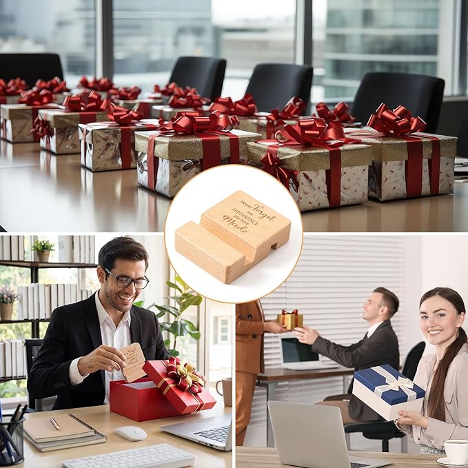 Wenqik 24 Set Employee Appreciation Gifts Bulk Wooden Phone Stand for Desk Wooden Phone Holder Office Workers Thank You Gift for Team Coworkers Staff Nurse Teacher Colleagues Doctor (Difference)