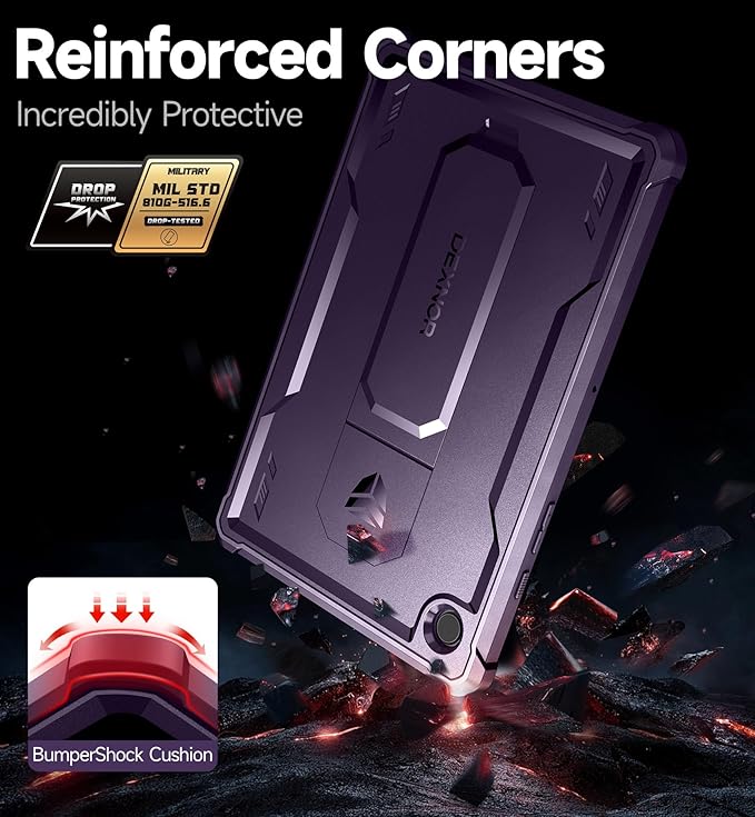 Dexnor Case for Samsung Galaxy Tab A8 10.5 Inch 2022 [Built in Screen Protector &amp Kickstand] Heavy Duty Shockproof Full Body Protective Cover for Galaxy Tab A8 Case-Purple