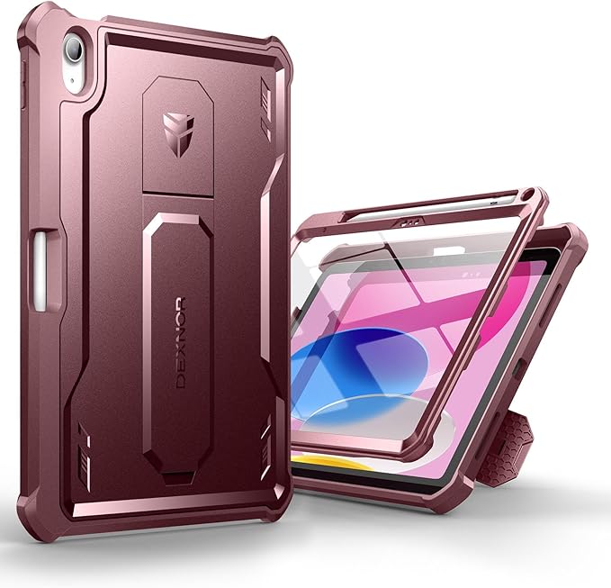 Dexnor Case for iPad (A16) 11th Generation 11 Inch 2025 iPad 10th Generation 10.9 Inch 2022 with Pen Holder [Built-in Screen Protector &amp Kickstand] Heavy Duty Rugged Full Body Protective Cover R