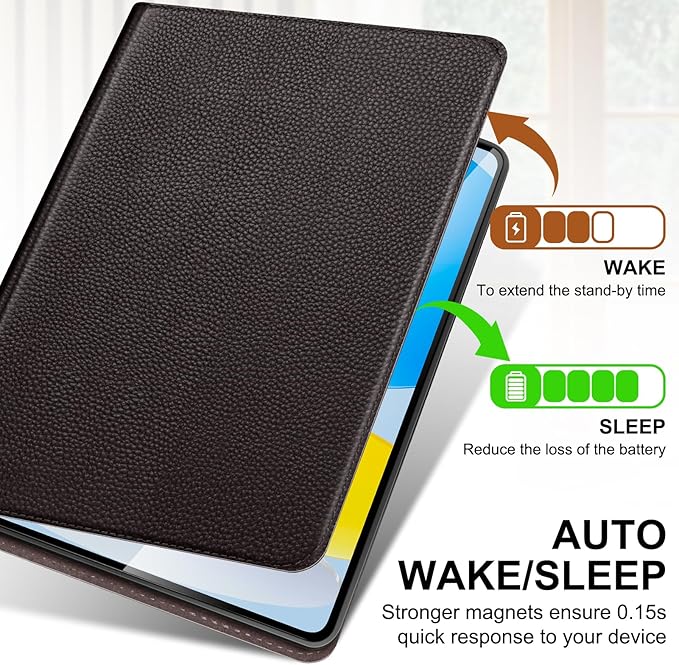 Genuine Leather Case for iPad 11th Gen 11 (2025/A16) &amp 10th Gen 10.9 (2022) | Slim Protective Cover with Adjustable Stand Auto Wake/Sleep Premium Leather | Dark Brown