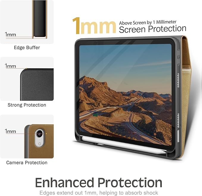 KingBlanc for iPad mini 7 (A17 Pro) Case iPad mini 7th/6th Generation Case (2024/2021 8.3-inch) with Pencil Holder PU Leather Stand Cover Auto Sleep/Wake Multi-Angle for Viewing/Typing Beige