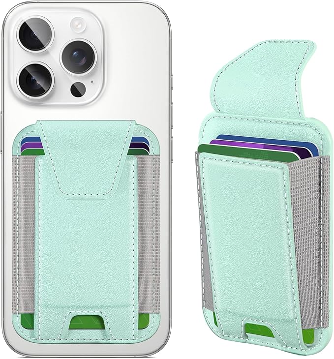 Miroddi for MagSafe Wallet with Privacy Flap Strongest Magnetic Card Holder for iPhone 17 iPhone 16/15/14/13/12 Series Detachable Leather Magnetic Phone Wallet RFID Blocking Fit 7 Cards Green