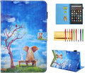 Case for Amazon Fire HD 10 Tablet (5th/7th/9th Generation) Techcircle Cute Stand Folio Slim Fit Leather Protective Flip Cover Case with Card Slots &amp Pen Holder Sleep/Wake Feature Wonderful Scen