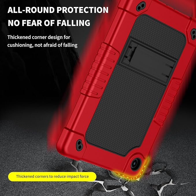 for Tmobile Revvl Tab 2 Tablet Case with 2 Pcs Screen ProtectorShockproof Kids Protective Case with Shoulder Strap Kickstand Cover for Tmobile Revvl Tab 2 Tablet 10.1 inch (Red/Black)