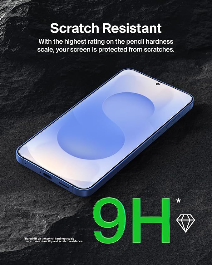 Belkin ScreenForce InvisiGlass Treated Screen Protector for Samsung Galaxy S25+ 9H Hardness Scratch-Resistant Impact Protection w/Align Tray for Easy Application - Made with Recycled Glass