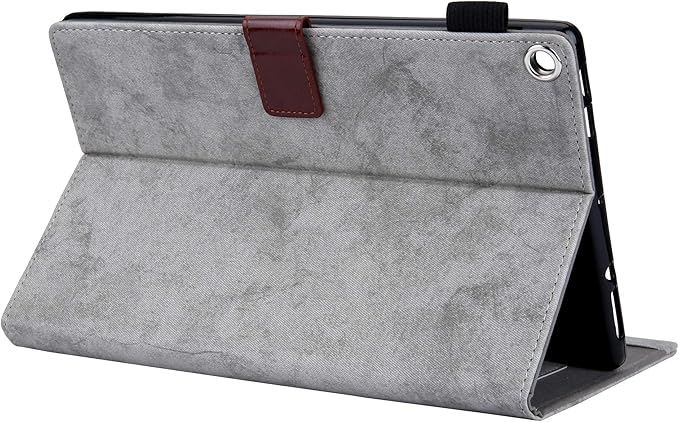 Folding Case for Amazon Fire HD 10 9th/7th/5th Gen Techcircle Smart Flip [Wake/Sleep] Solid PU Leather Protective Cover for All-New Kindle Fire HD 10.1 inch Tablet 2019/2017/2015 Release Gray