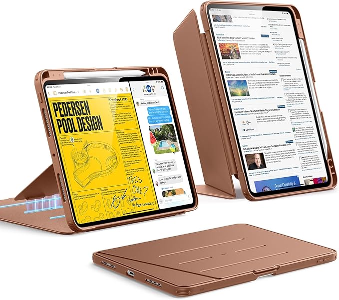 ESR for iPad Pro 11 Inch Case (M5/M4) 2025/2024 Vertical Stand Cover Multi Stand Angles Ultra-Stable Case with Pencil Holder Flip Series Brown