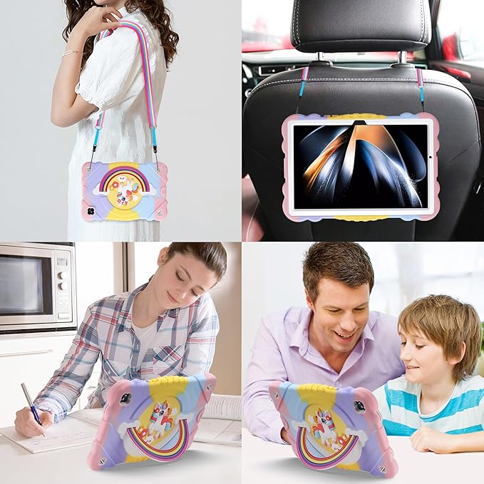 XZC Case for Samsung Galaxy Tab A9+/ A9 Plus Case 11 2023 (SM-X210/X216/X218) Unicorn Heavy Duty Shockproof Protective Case with Stand/Shoulder Strap for Kids Girls Women (Rainbow)