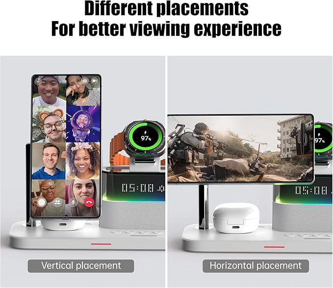Magnetic Charger for Samsung 5 in 1 Wireless Charging Station for Samsung Galaxy S25 Ultra/S24/S23/S22 Galaxy Watch 8/7/6/4/5 Galaxy Buds/Pro Upgraded Version