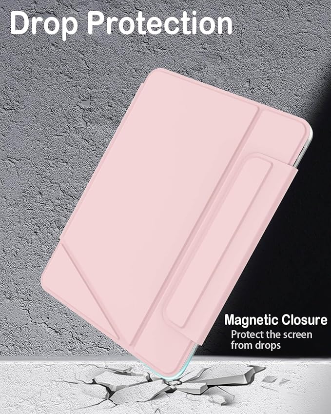 Feams V Fold Case for iPad (A16) 11th Generation 11 Inch 2025 iPad 10th Generation 10.9 Inch 2022 V-Shaped Standing Magnetic Detachable Clear Back Case with Portrait Mode &amp Auto Sleep Light Pin