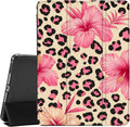 JOYLAND for iPad 6th/5th Generation 9.7 inch Case (2018/2017) with Pencil Holder-Auto Wake/SleepPink Leopard Print&ampFlower Cover Anti-Scratch Shockproof Premium Folio Stand CaseBlack