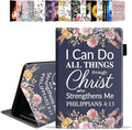 Case for All-New Kindle Fire HD 10 &amp 10 Plus Tablet 10.1 (13th/11th Gen 2023/2021 Release) - PU Leather Folio Case with Smart Auto Wake/Sleep Floral Quote Bible Verse Philippians 4:13